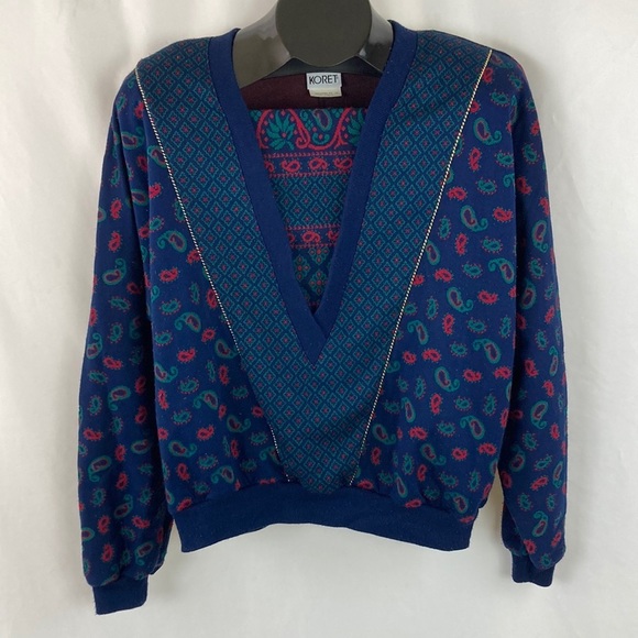 Koret Sweaters - LADIES Vintage Paisley V-Neck Sweater